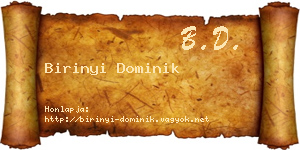Birinyi Dominik névjegykártya